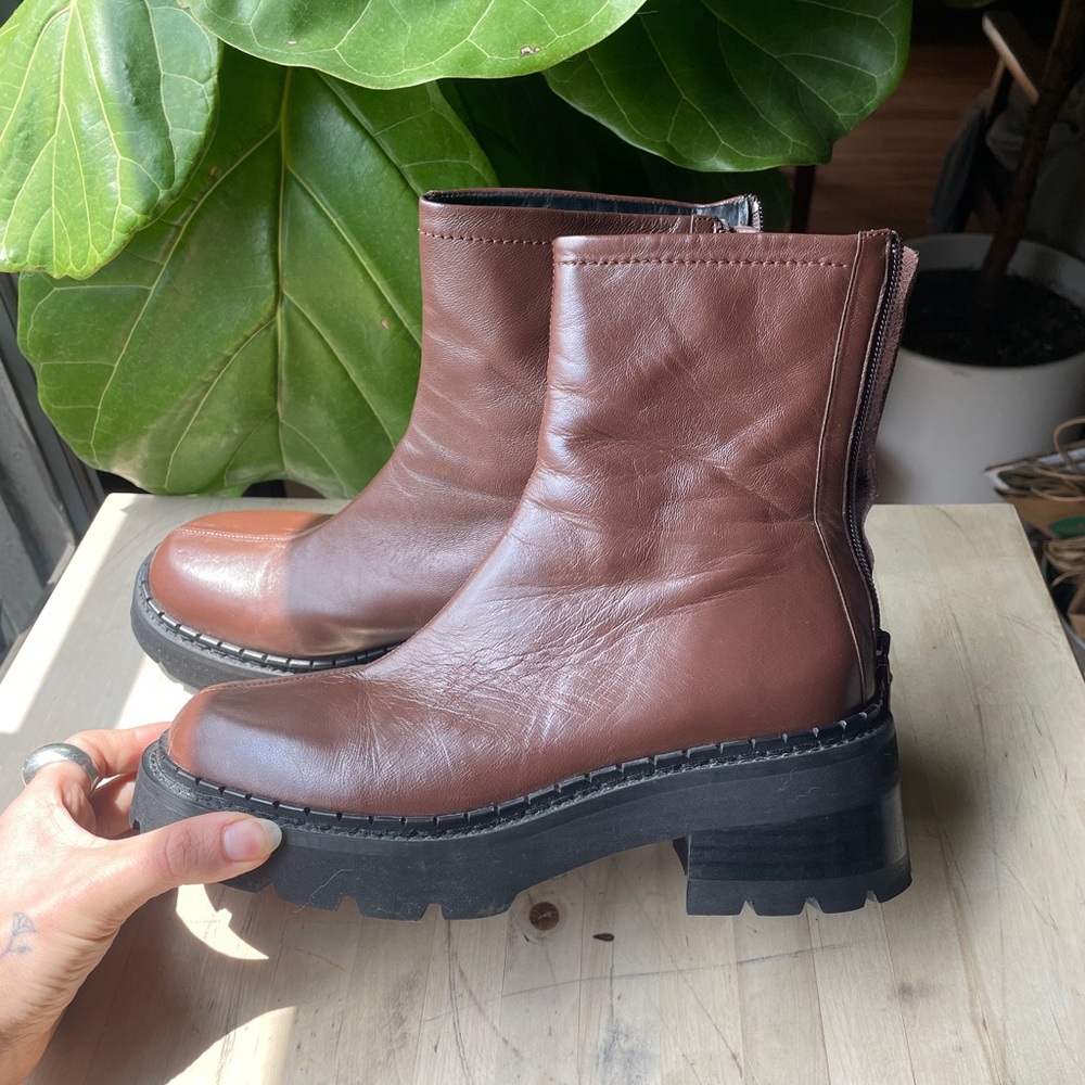 BY FAR Brown Alister Ankle Boots Chunky Platform Sole 8